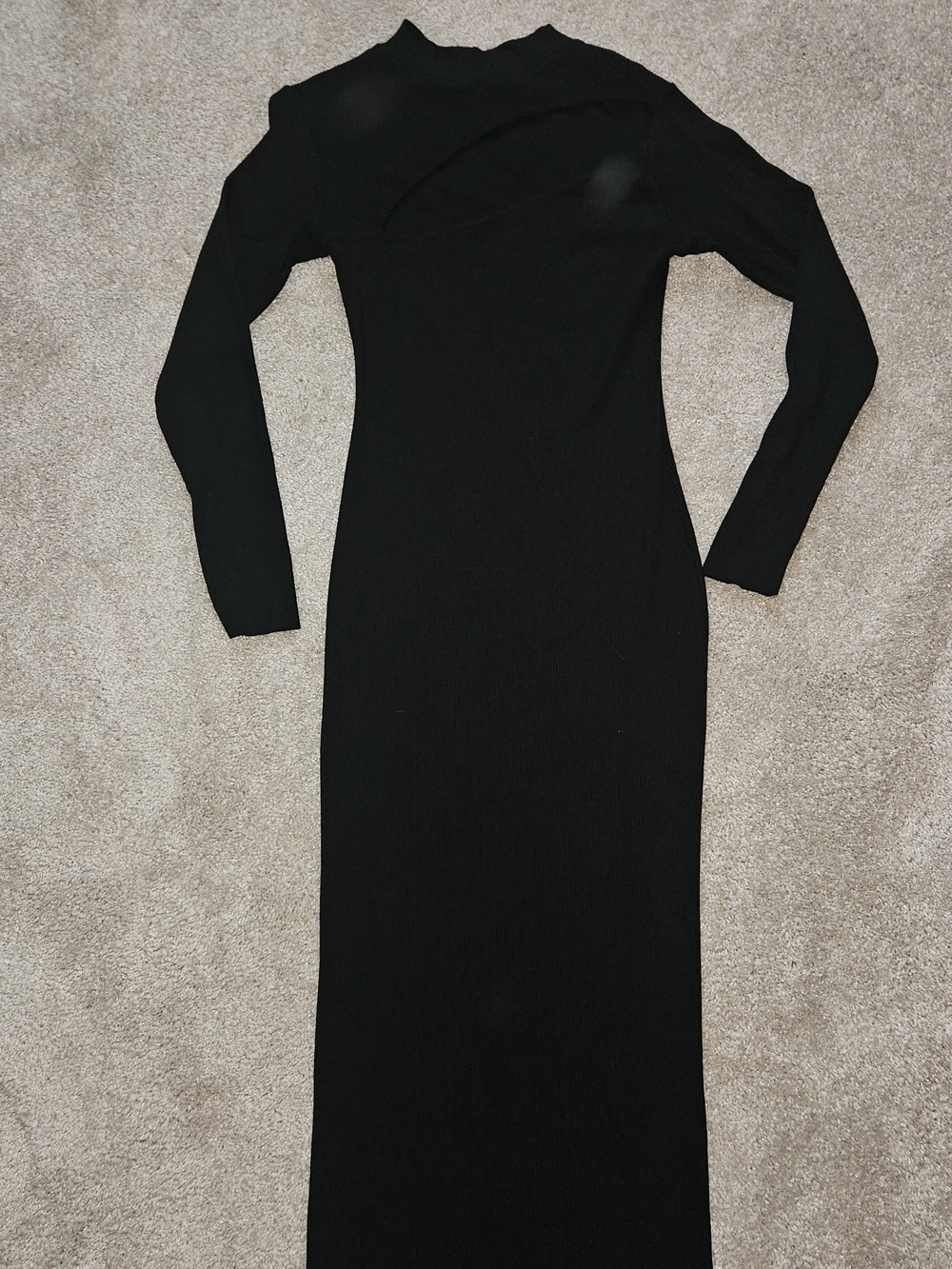 Zara Black Long-Sleeve Maxi Bodycon Dress